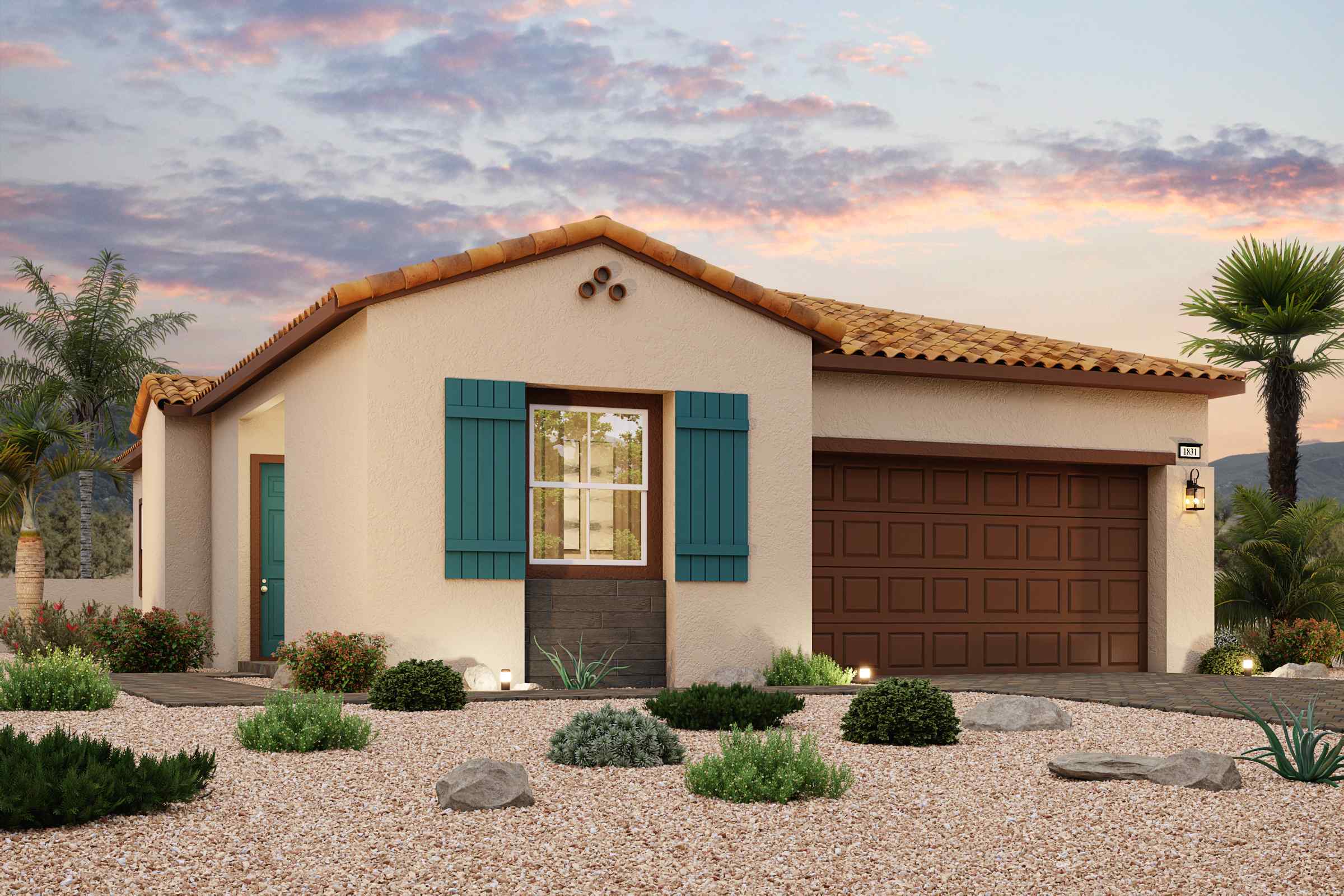 A house with a large front yard.