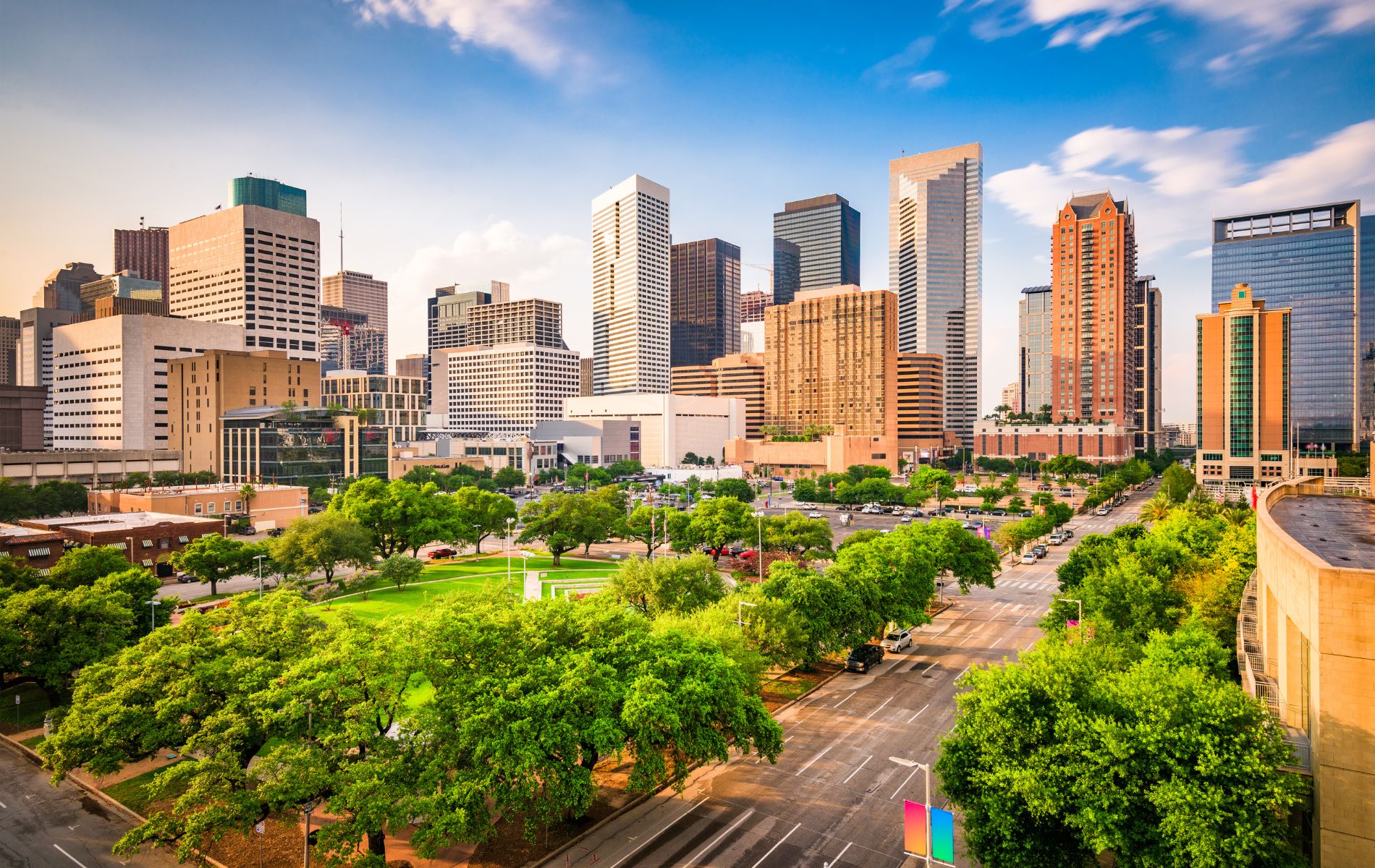 Skyline photo of downtown Houston, TX