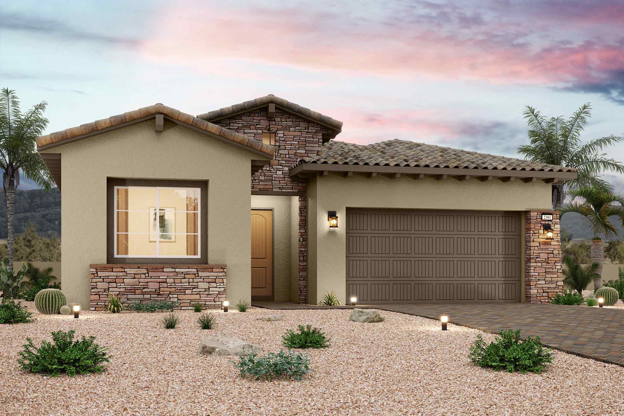 A house with a garage.