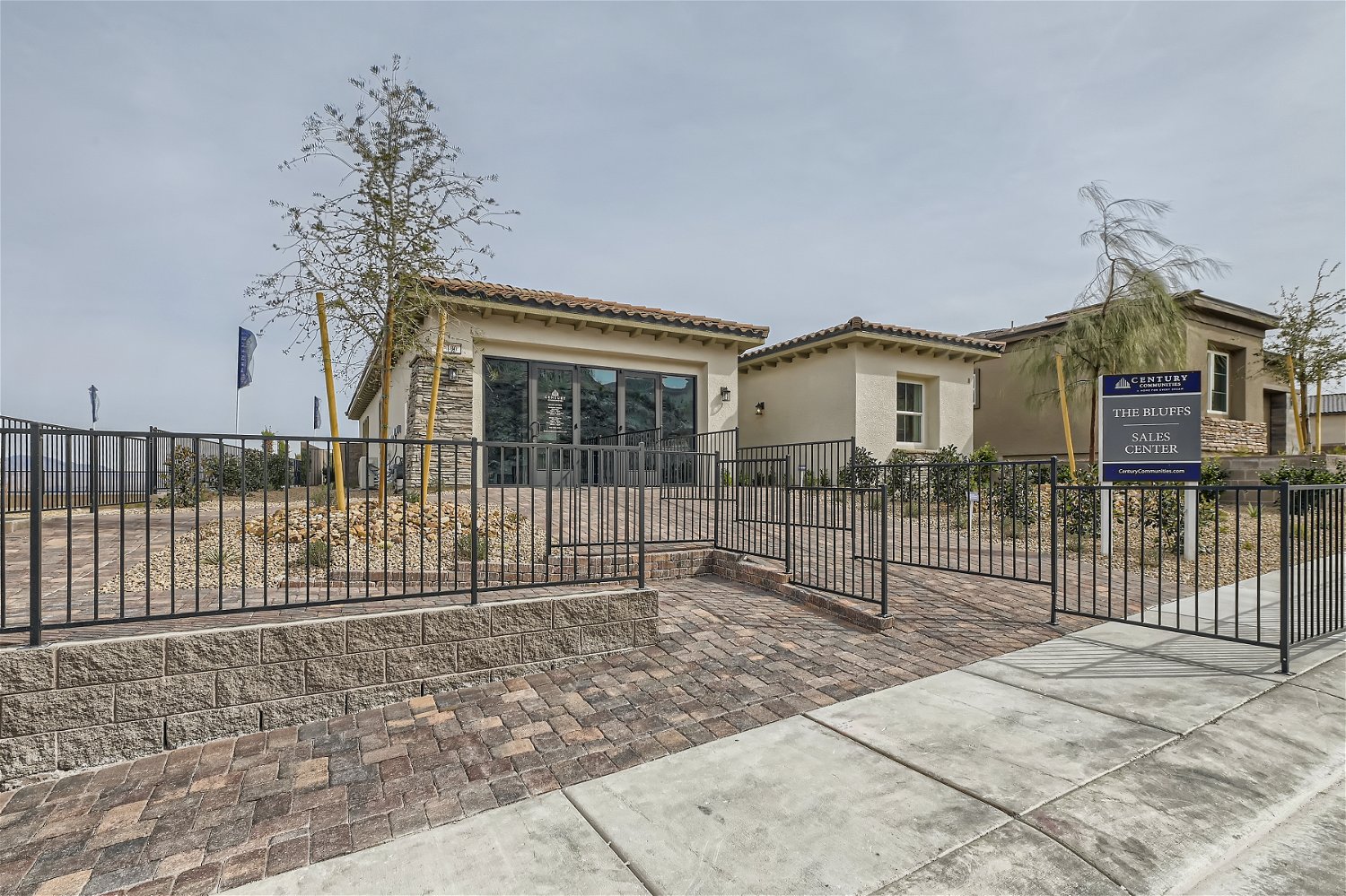 A building with a fence around it.