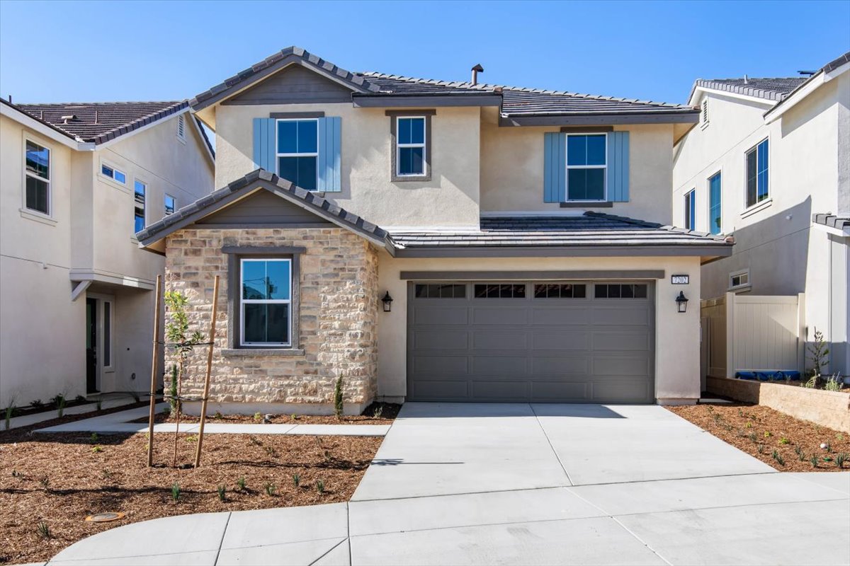 A building with a garage.