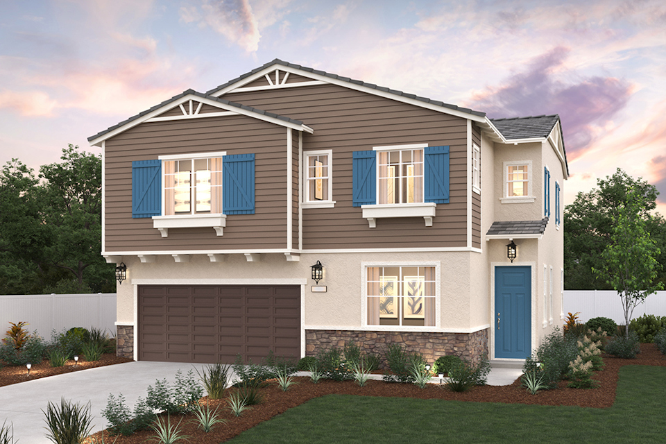 A house with blue shutters.