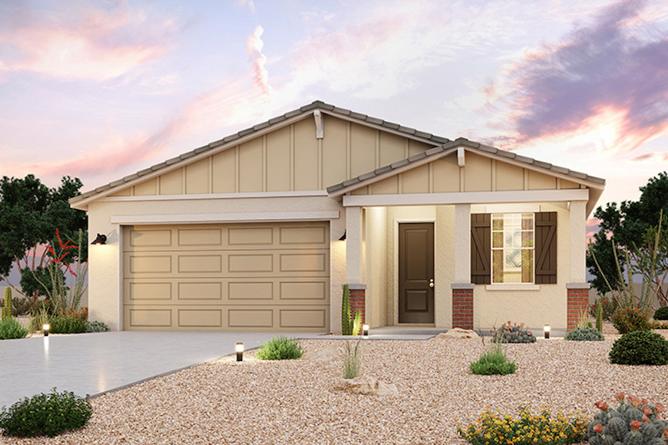 A house with a garage.