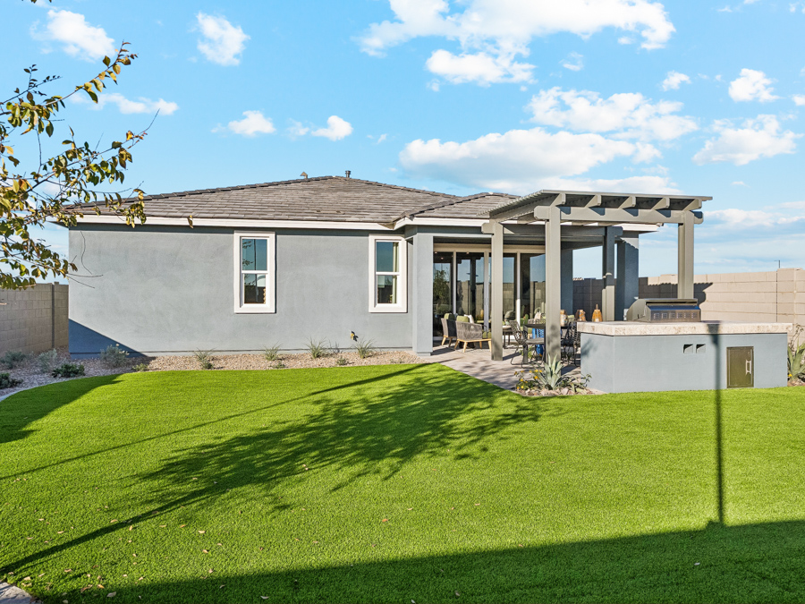 A house with a lawn.