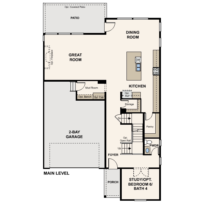 Diagram, engineering drawing. Shenandoah Floorplan, Main Level