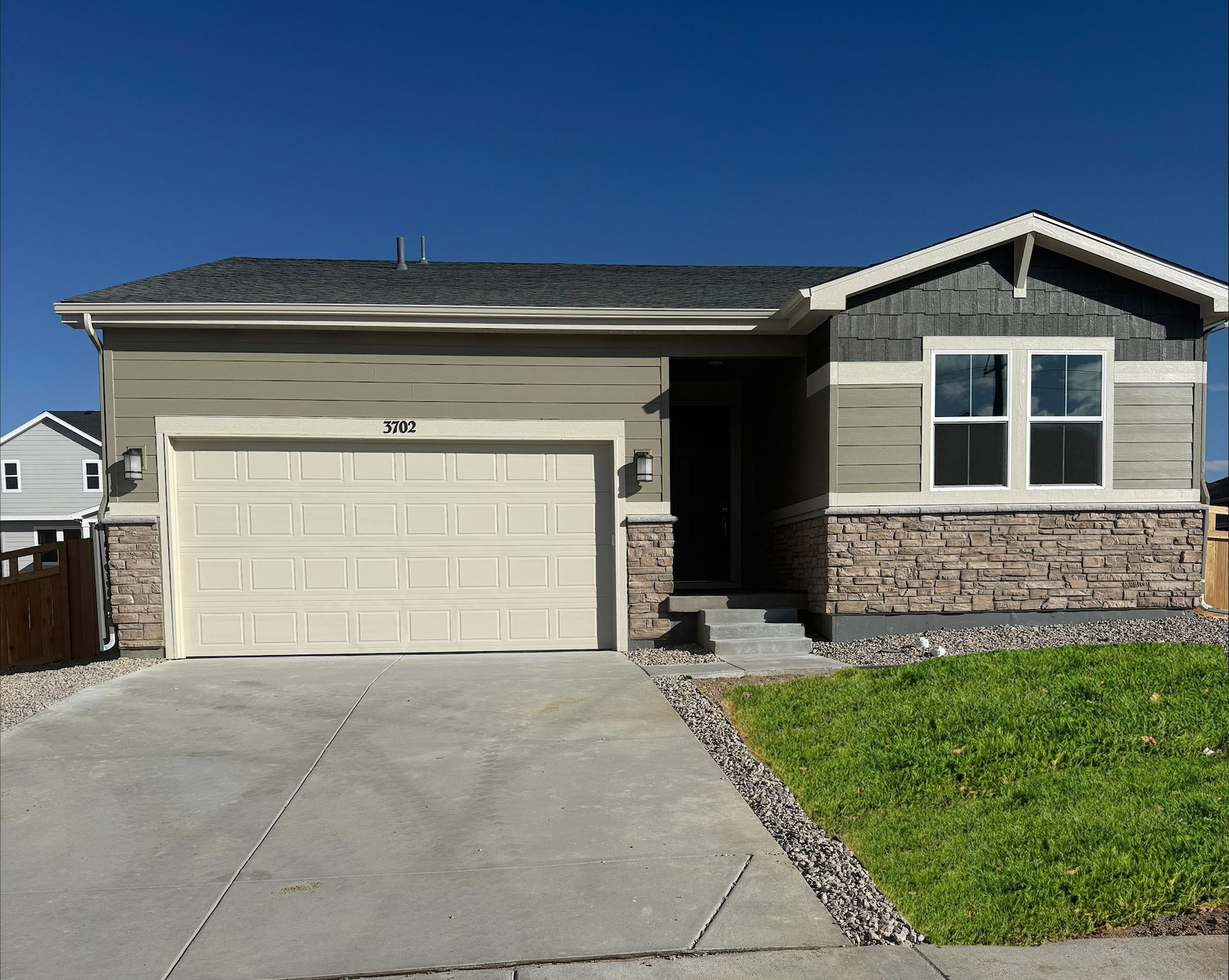A house with a garage.