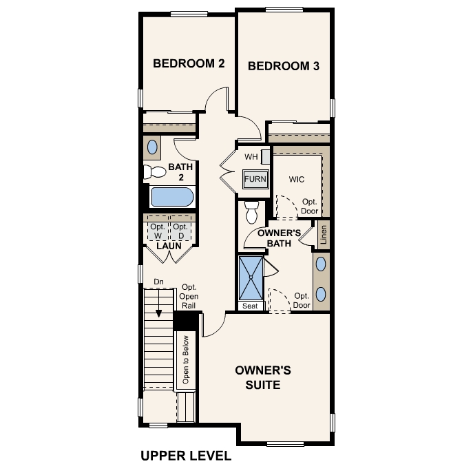 Diagram, engineering drawing. Monroe Floorplan, Upper Level