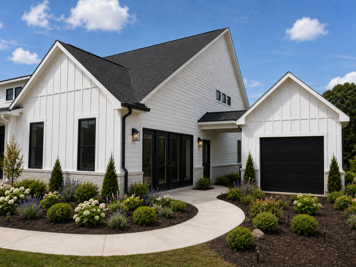 A house with a driveway.