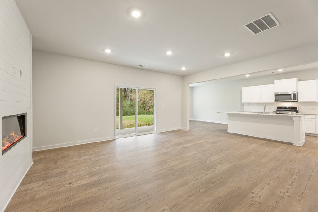 A large empty living room.