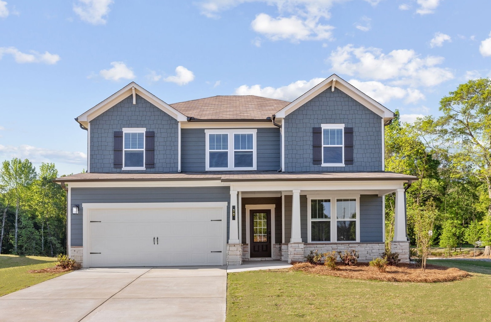 A house with a garage.