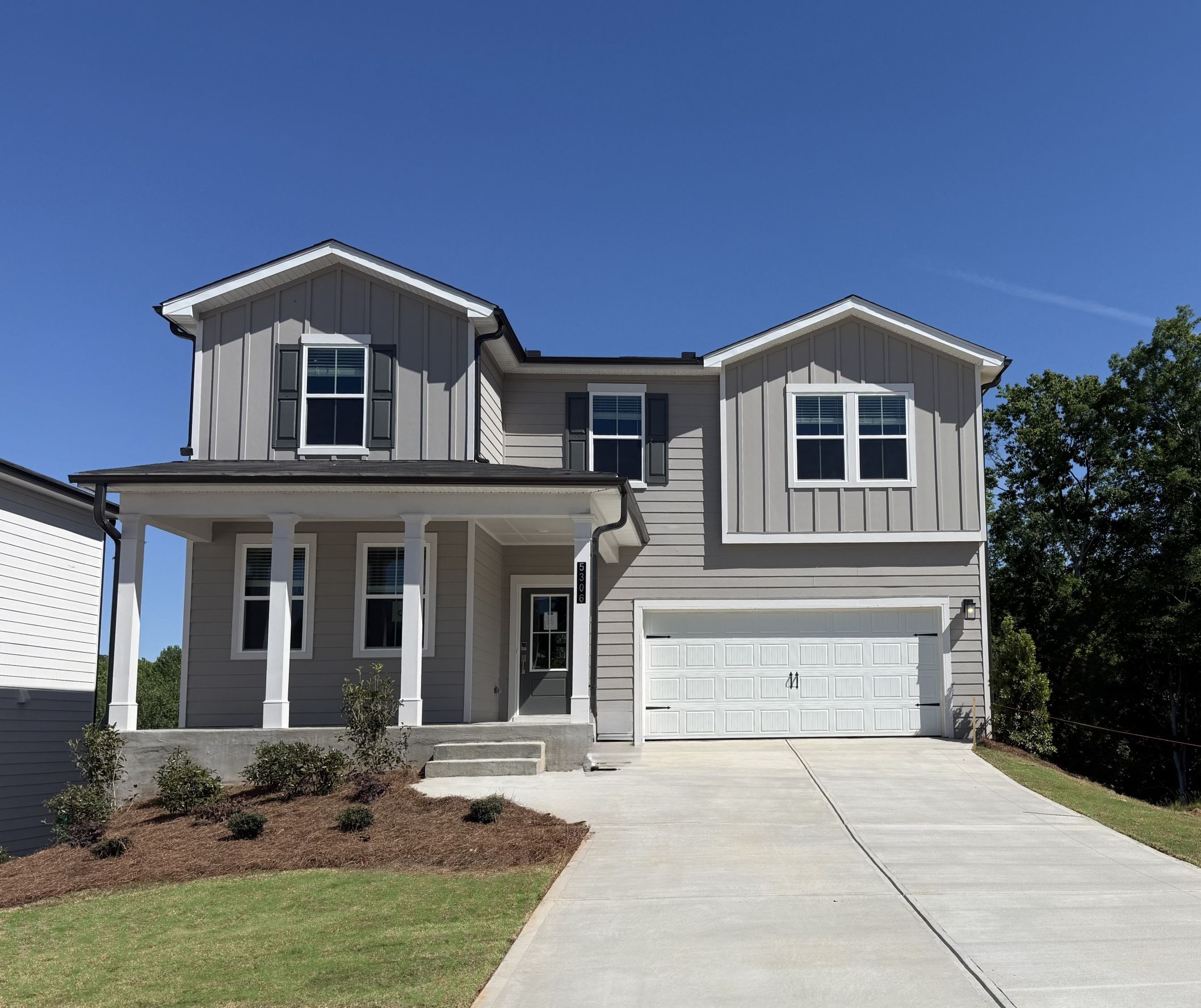 A house with a garage.