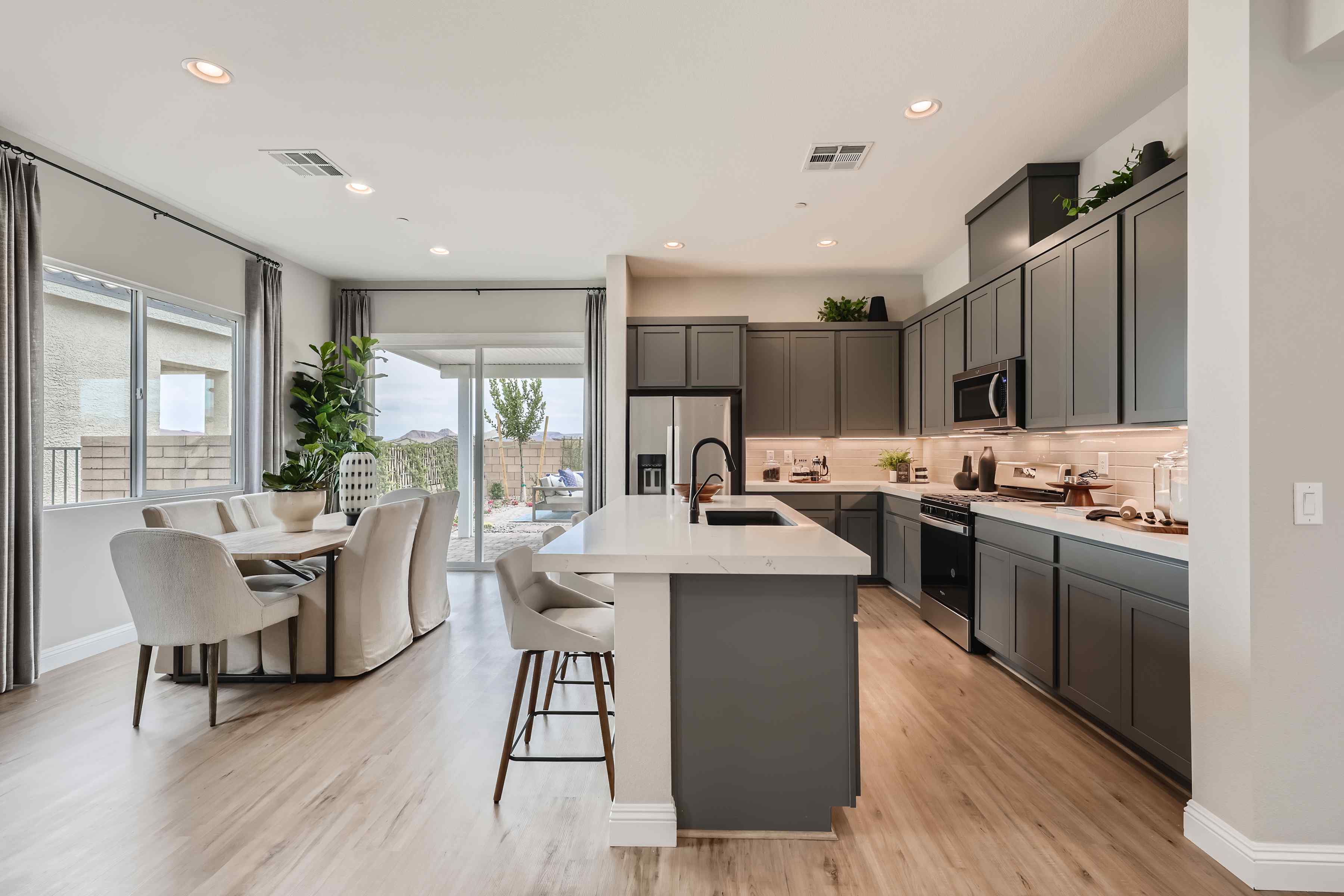 A kitchen with a large island.