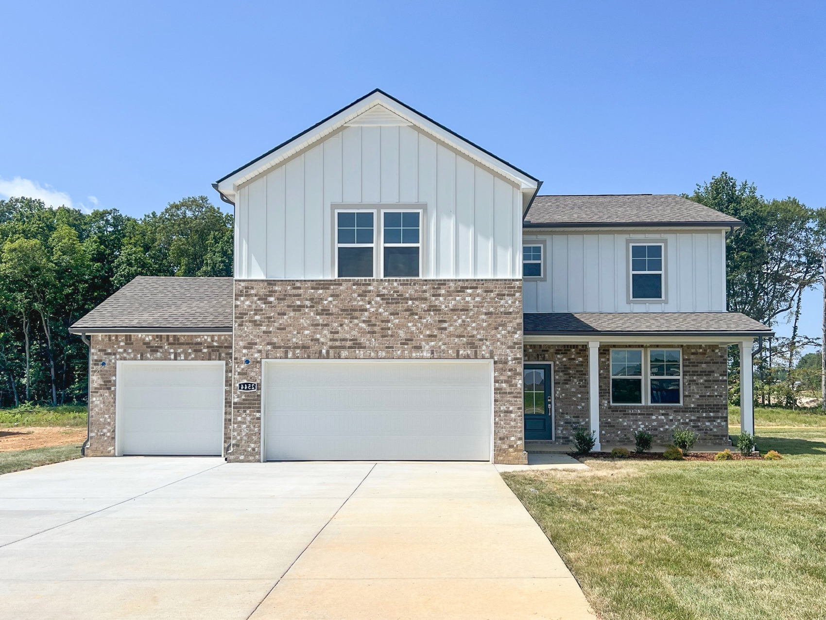 A house with a stone wall.