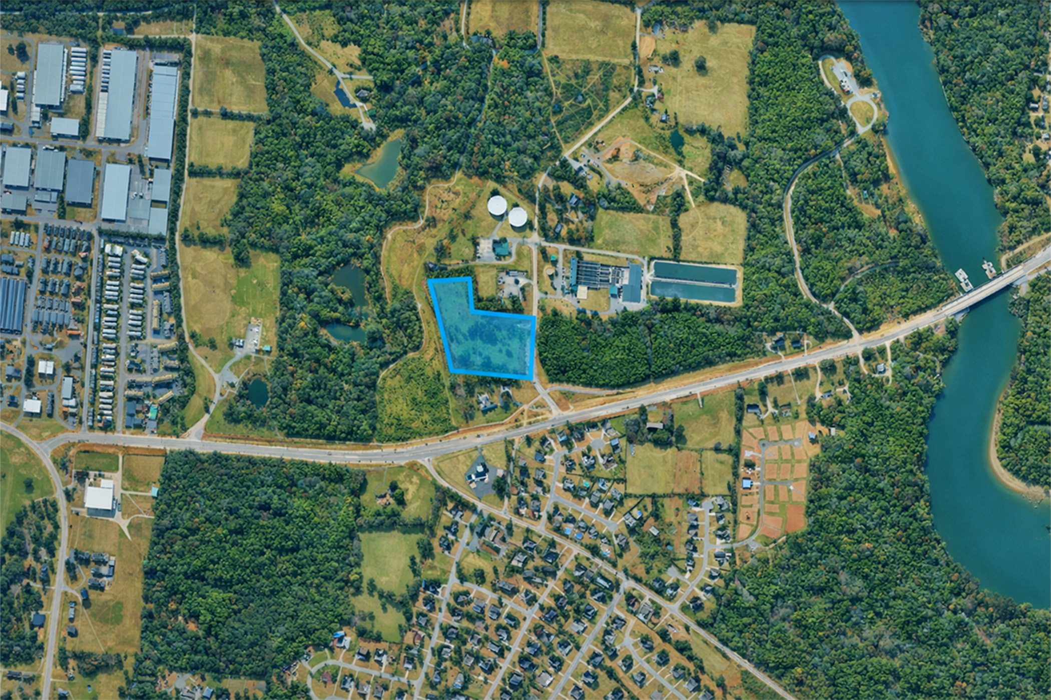 An aerial view of a city.