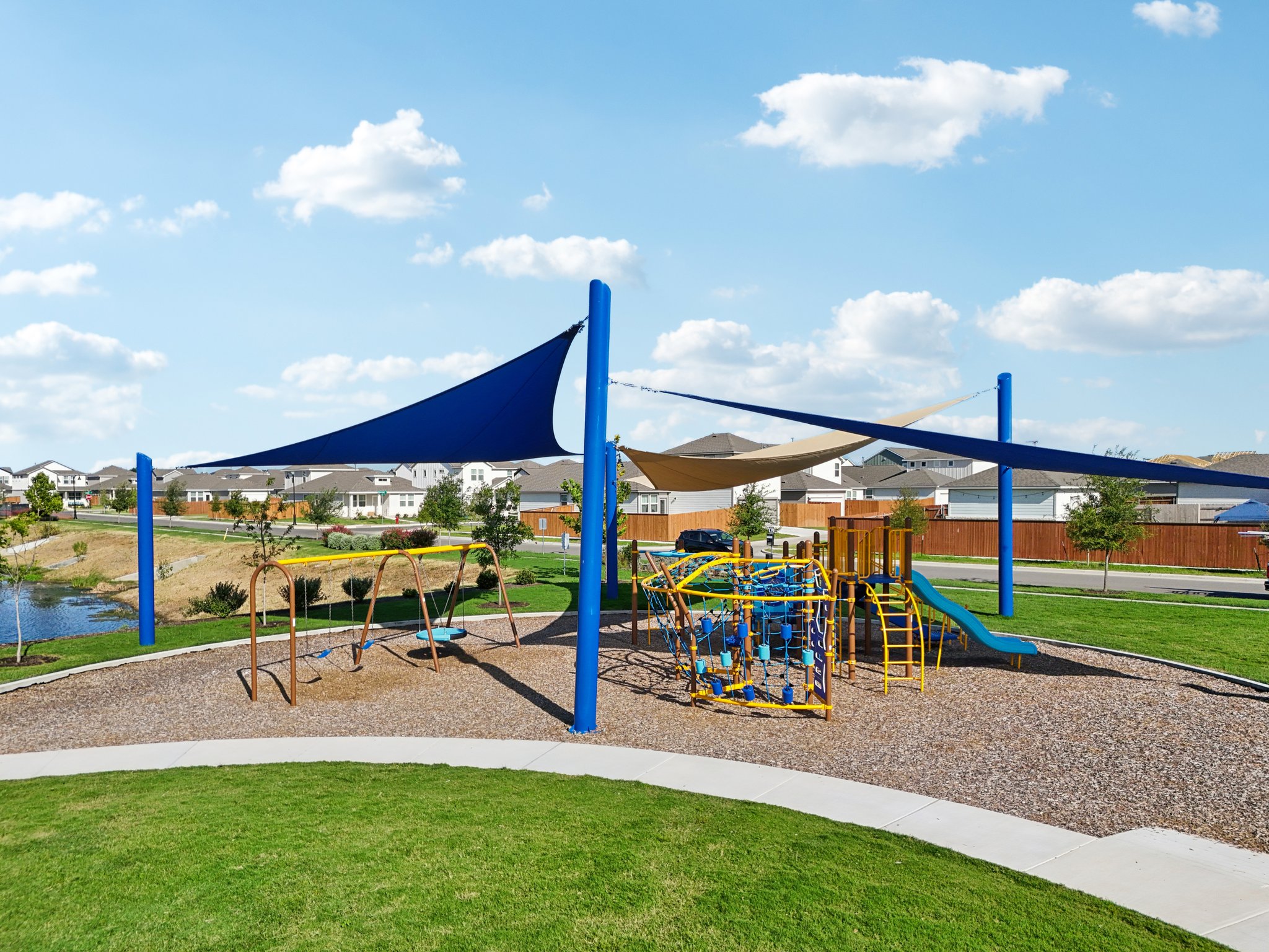 A playground with a slide.