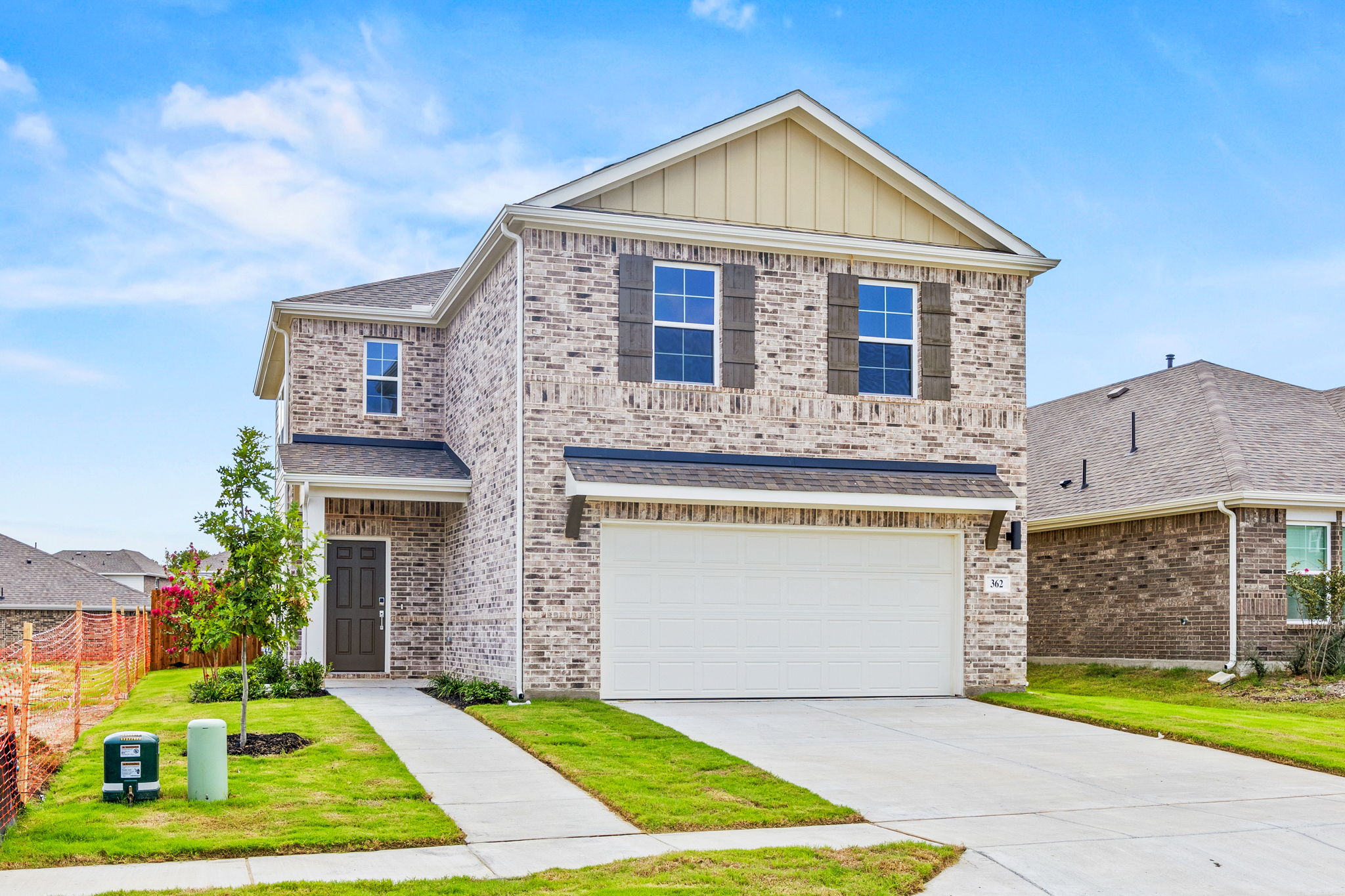 A house with a garage.