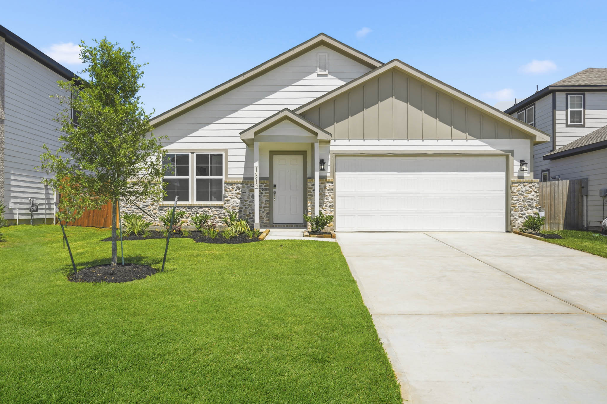 A house with a garage.