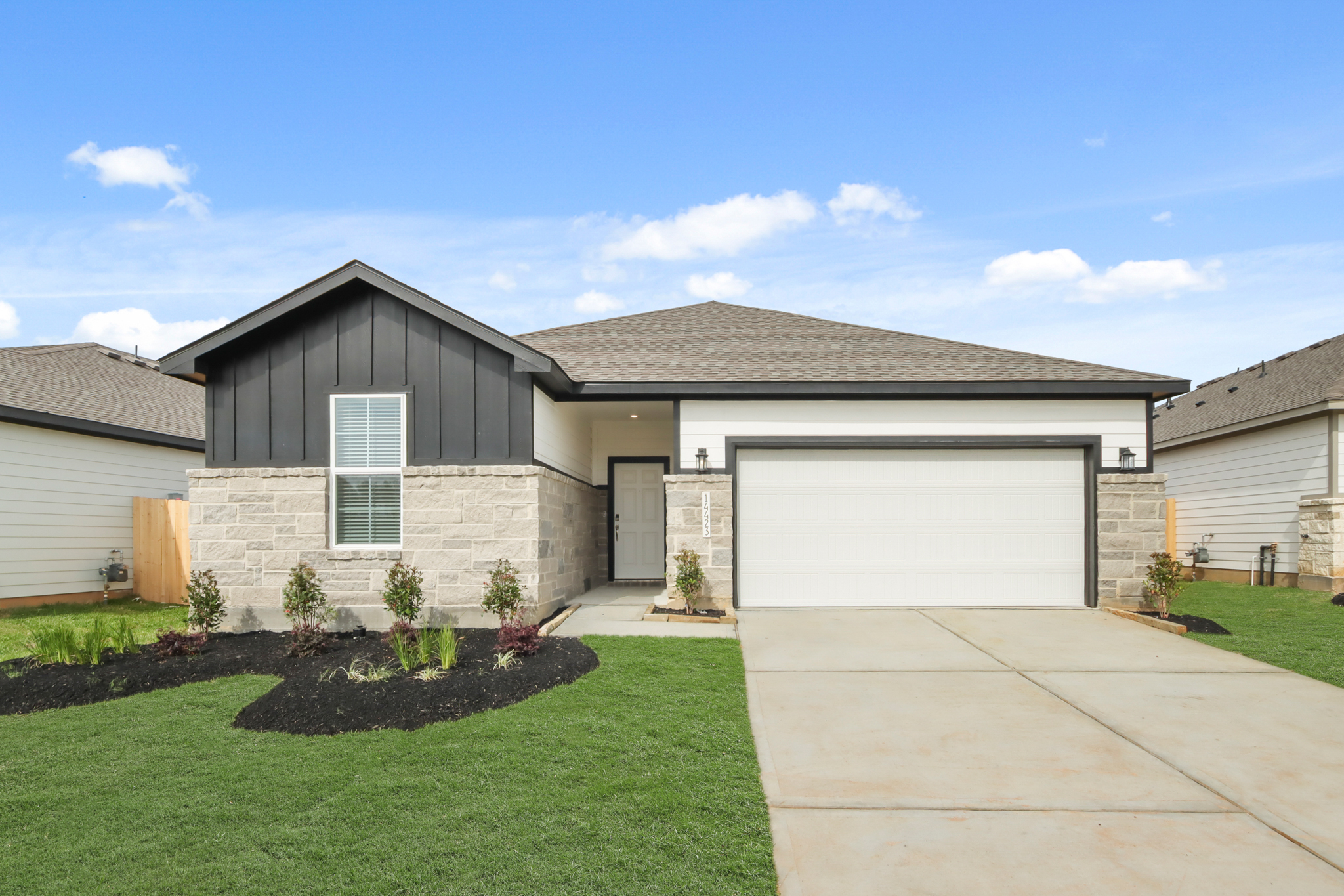 A house with a garage.