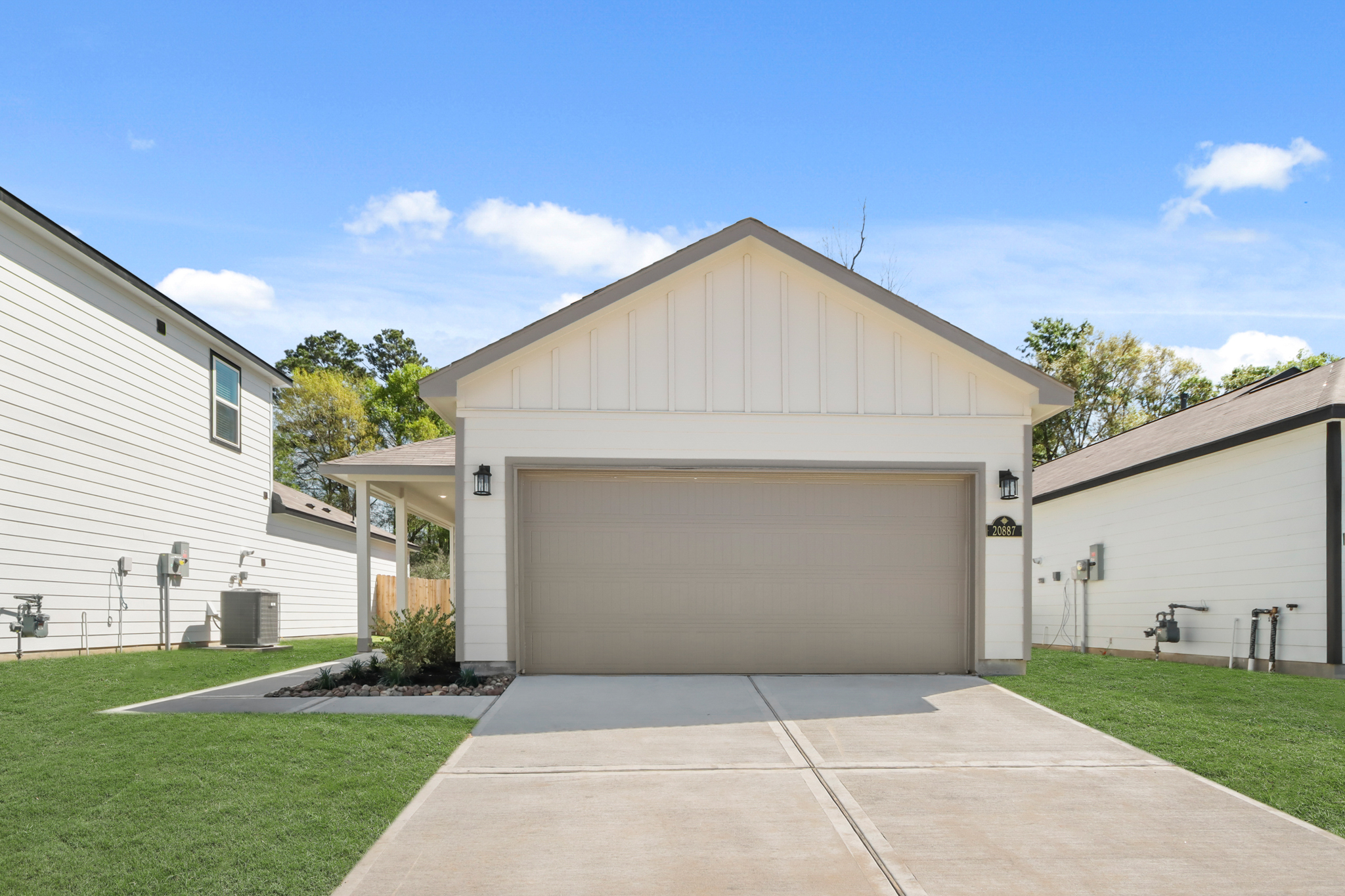 A garage in a neighborhood.