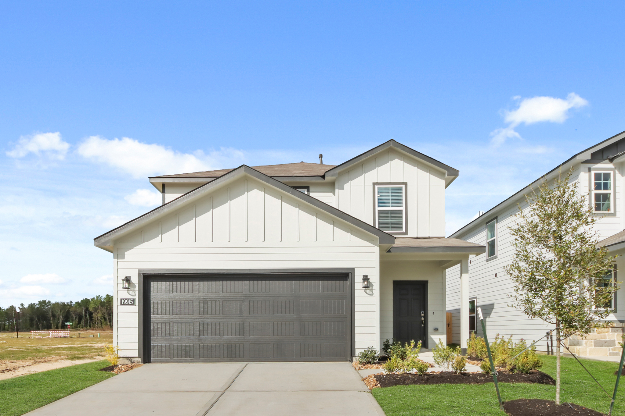 A house with a garage.