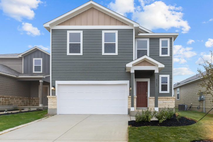 A house with a garage.