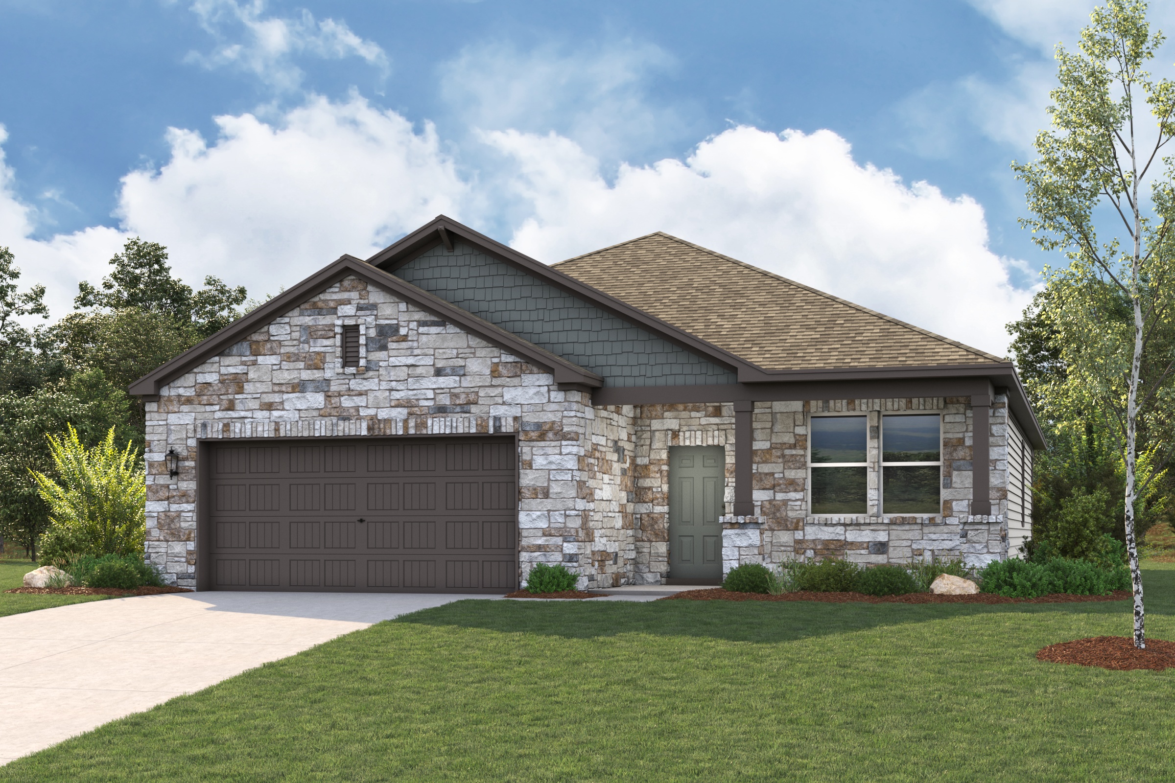 A house with a garage.