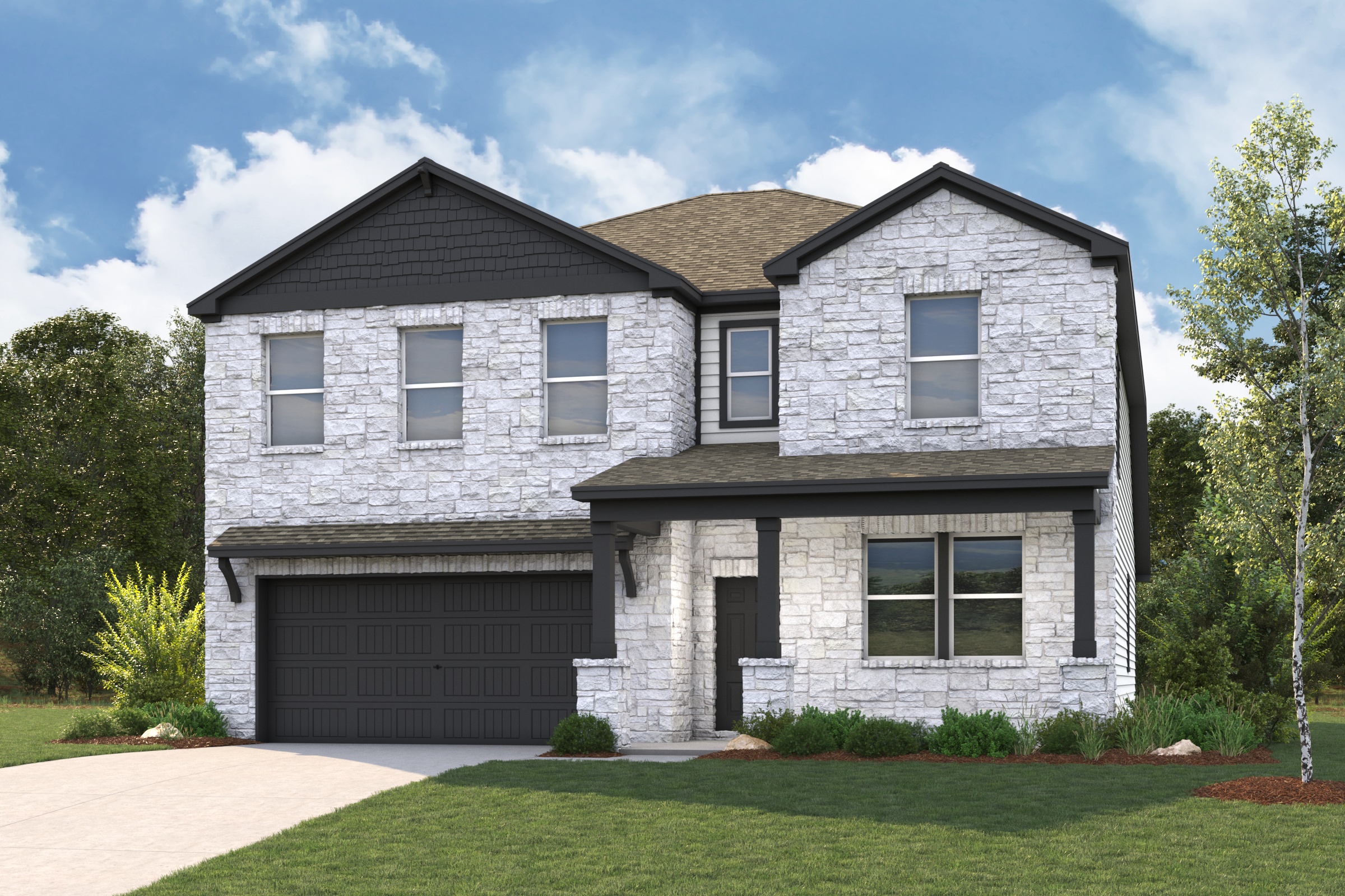 A house with a garage.