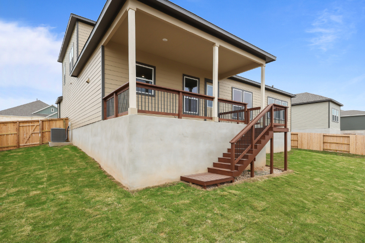 A house with a deck.