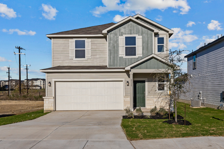 A house with a garage.