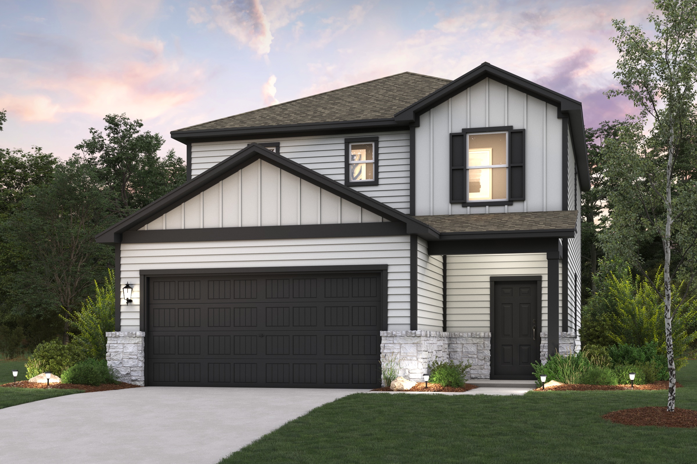 A house with a garage.