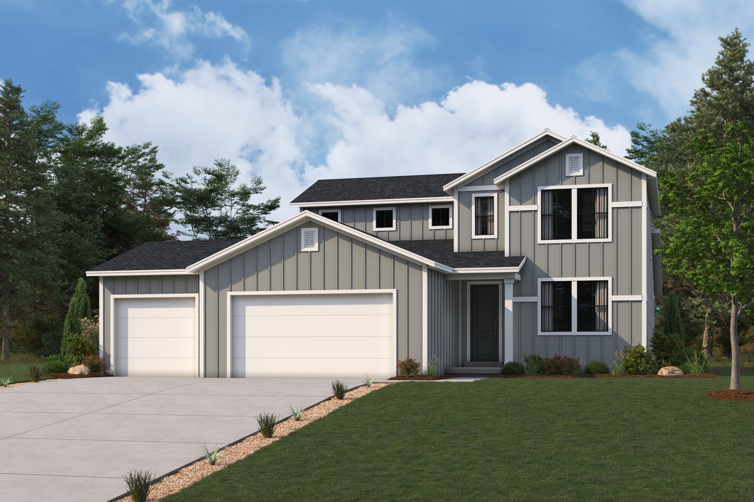 A house with a lawn.