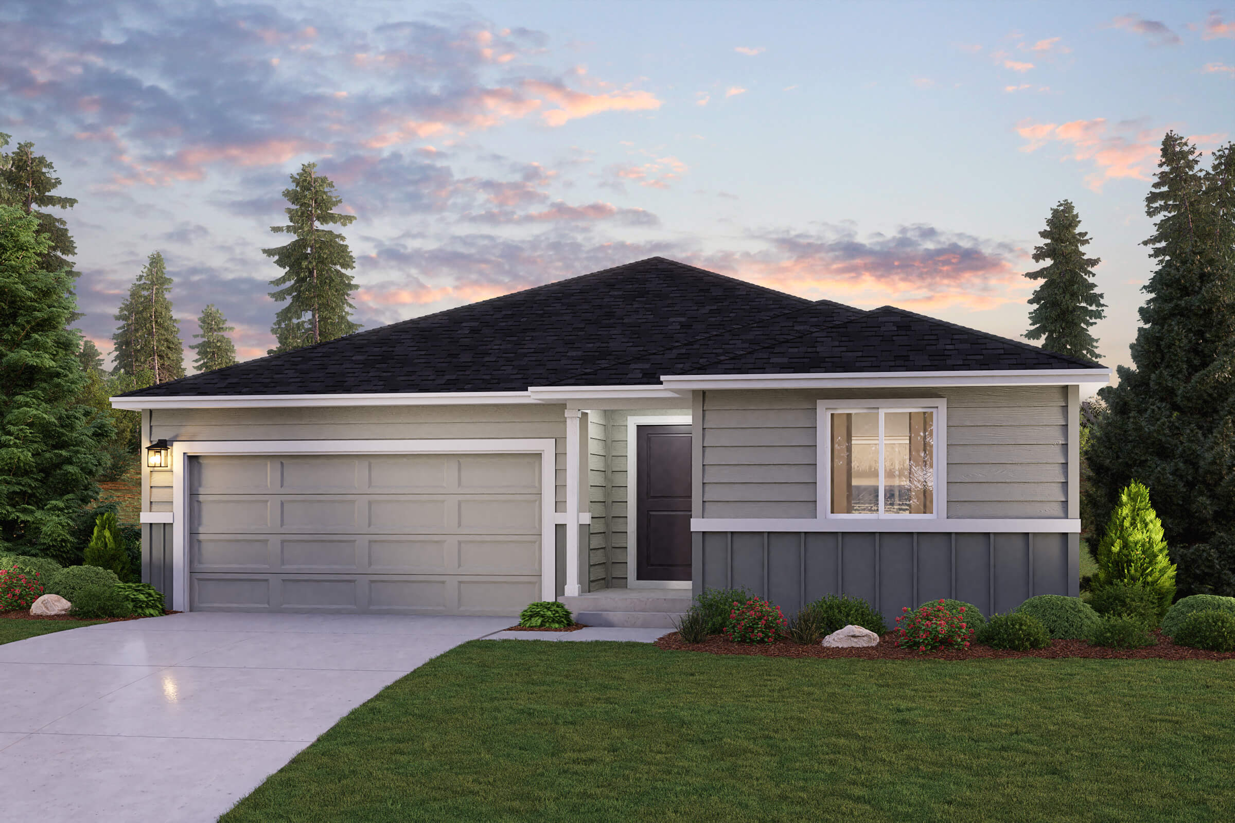 A house with a garage.