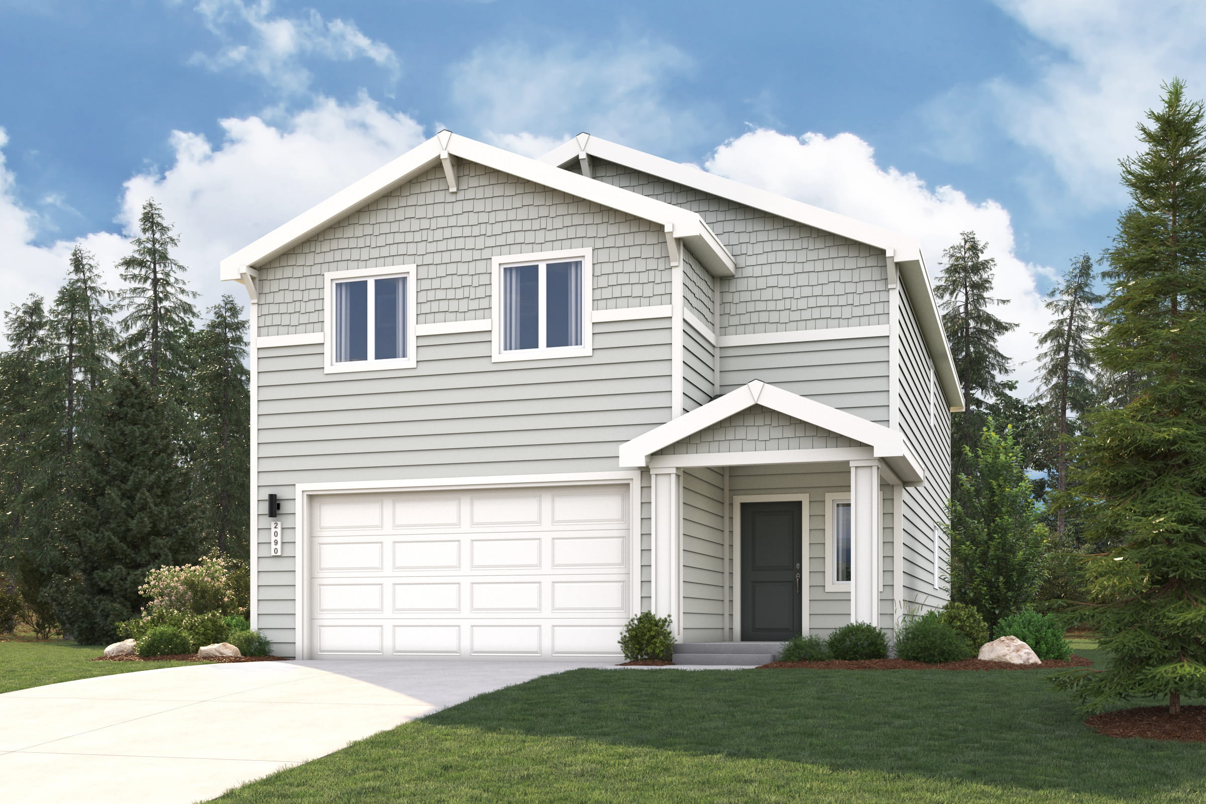 A house with a garage.