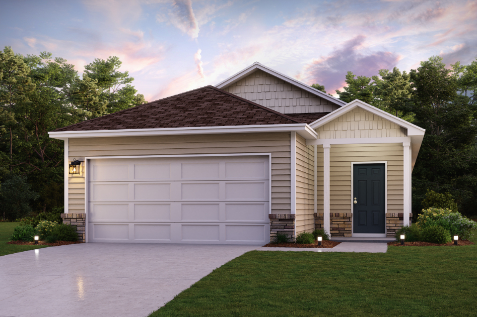 A house with a garage.