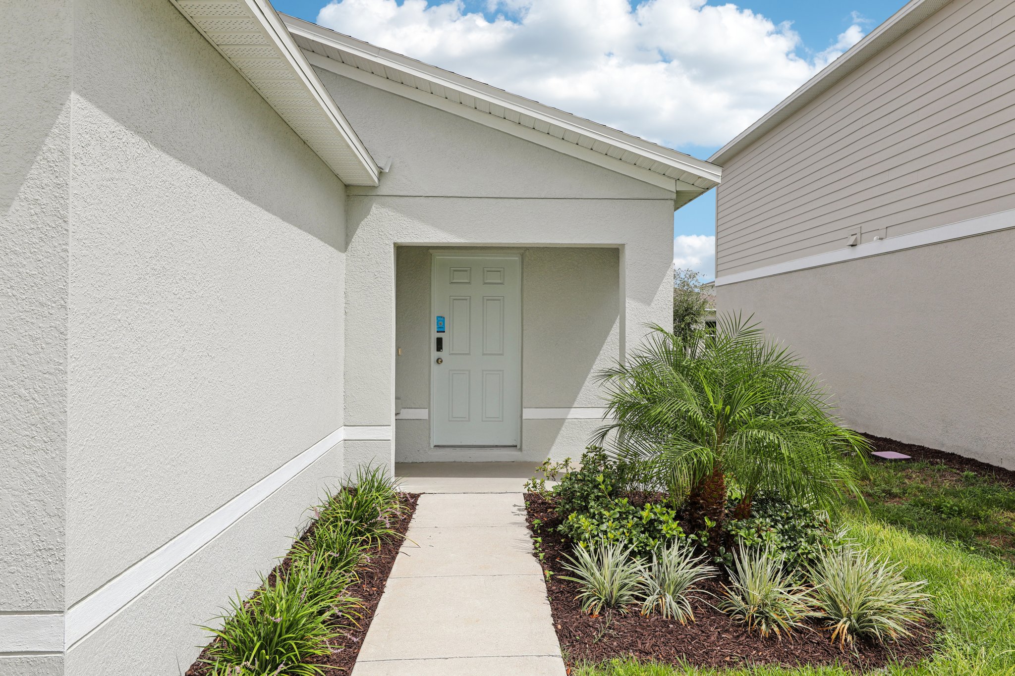 A white garage door.