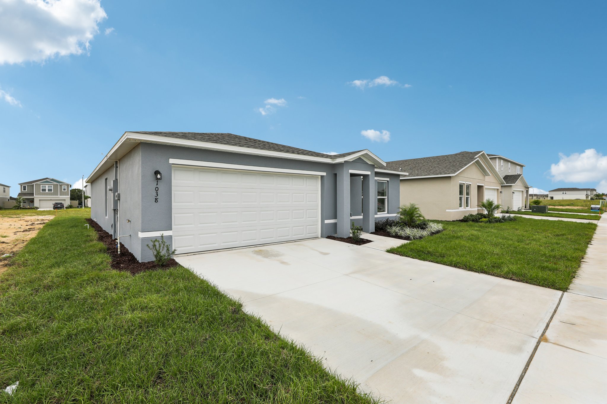 A house with a garage.