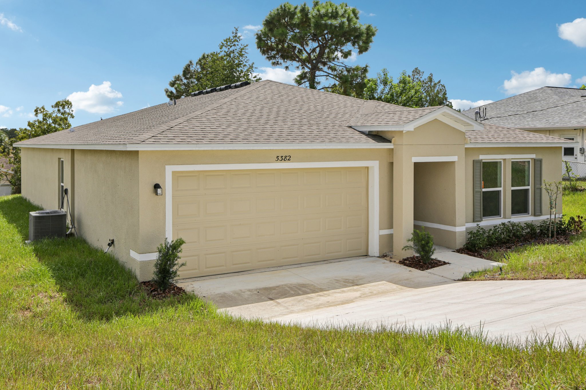 A house with a garage.