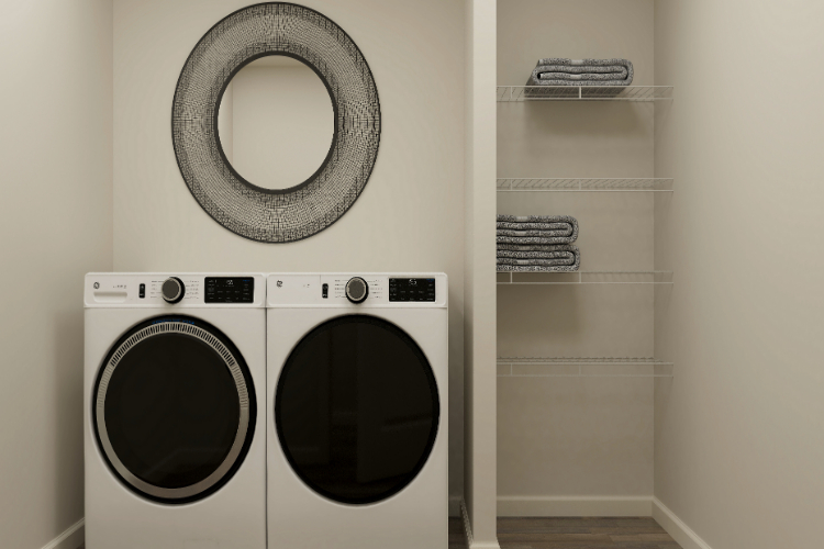 A white washer and dryer.